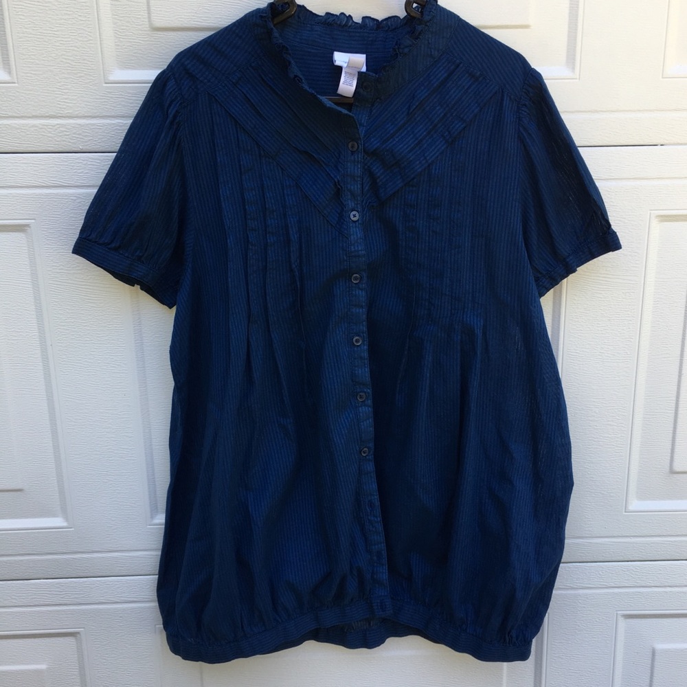 EUC PIPER & BLUE BUTTON DOWN BLOUSE SIZE XL